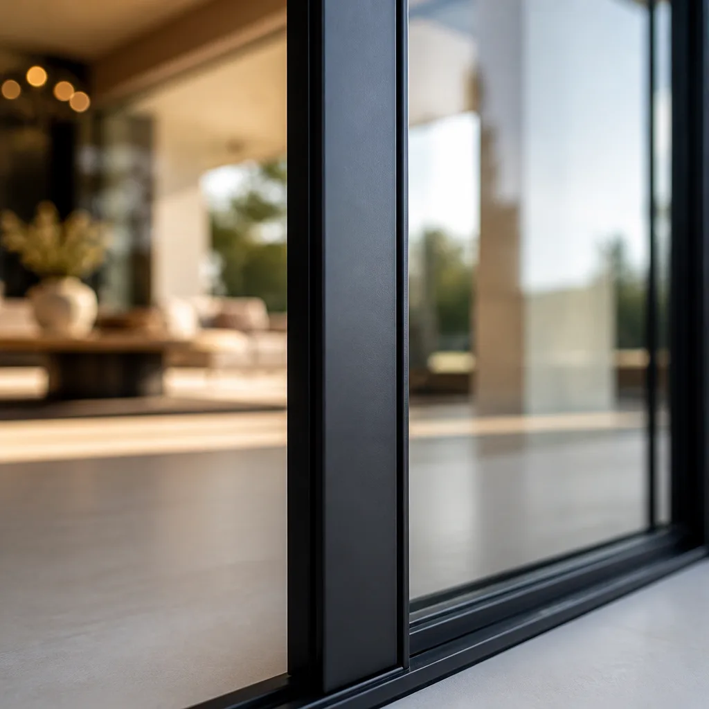 Modern black sliding door frame installed in contemporary residential home in West Covina, CA